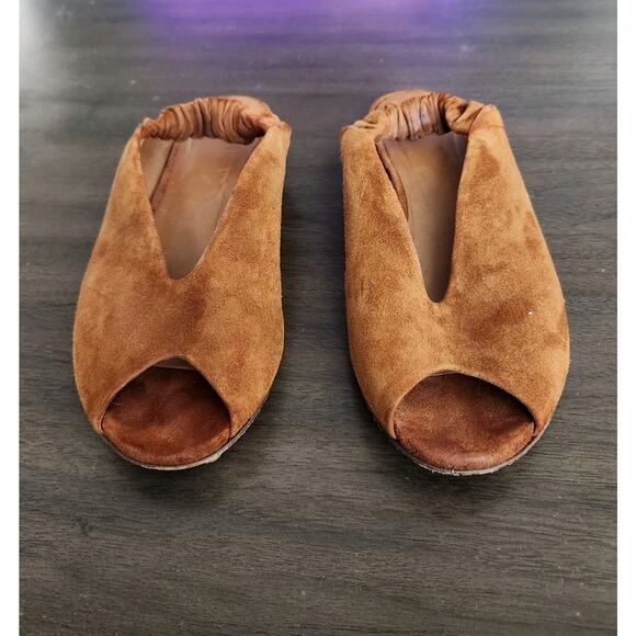 Sezane Les Souliers Brown Suede Flat Sling Back Open Toe Shoes Size 37 / US 6.5 - Picture 3 of 7